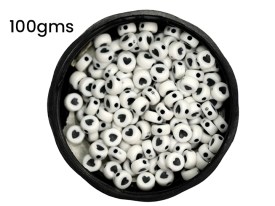 Cuentas plasticas pastilla blanca corazon negro 